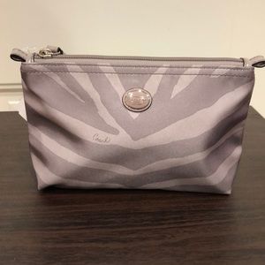 COACH Silver/Grey Zebra Print Cosmetic Pouch - NWT